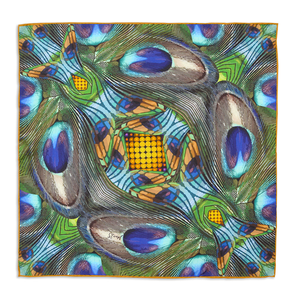 Peacocking Pocket Square Benson & Clegg