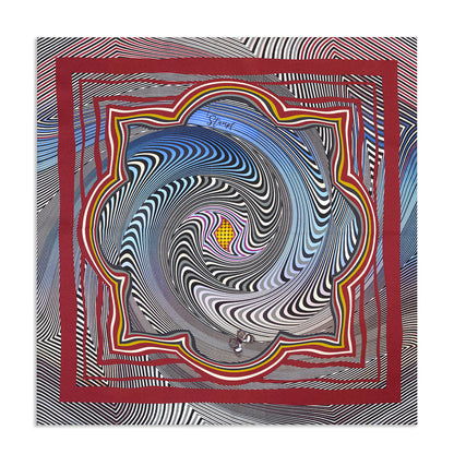 A cobalt blue zig zag patterned pocket square with folded edges, displayed on a white background by Benson & Clegg.