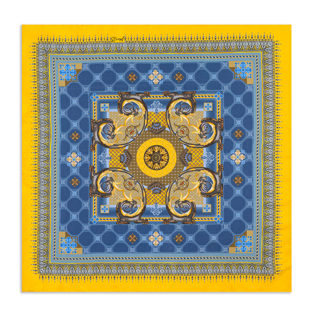 Burlington House Gates Gold Pocket Square Benson & Clegg