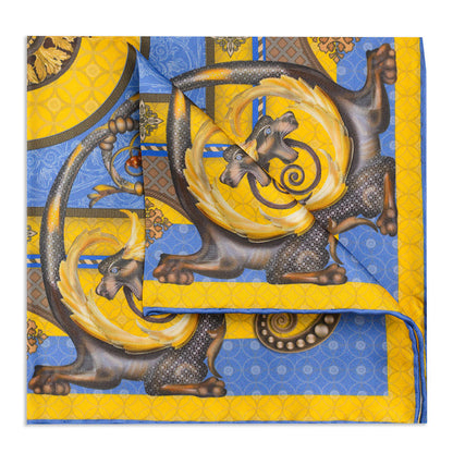 Burlington House Academy Gate Gold Pocket Square Benson & Clegg