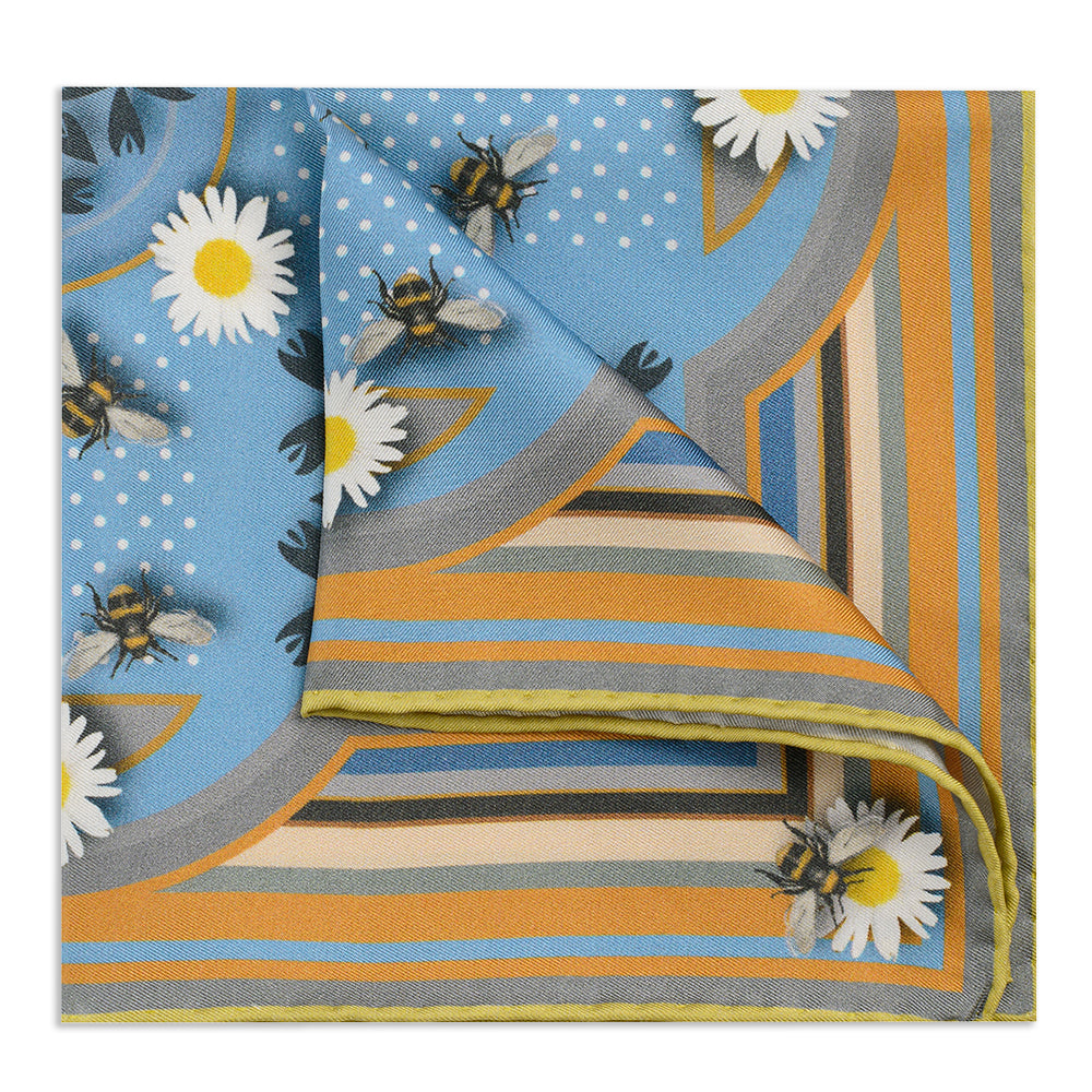 Polka Dot Bee Classic Orange Pocket Square Benson & Clegg