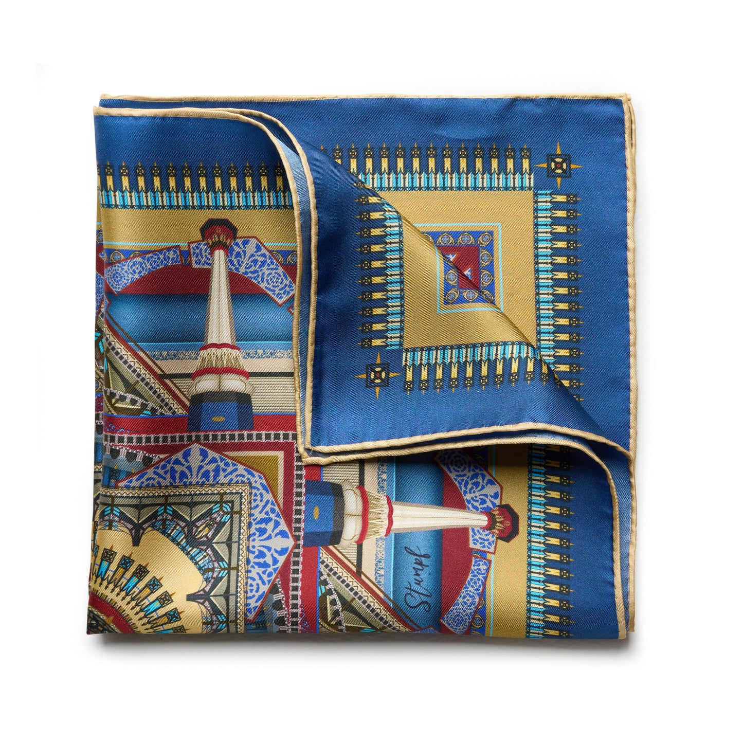 Liverpool Street Station in Gold Pocket Square Benson & Clegg