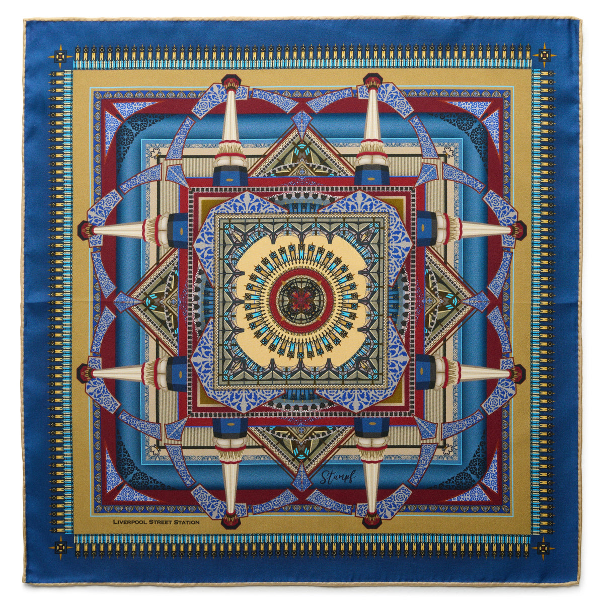 Liverpool Street Station in Gold Pocket Square Benson & Clegg