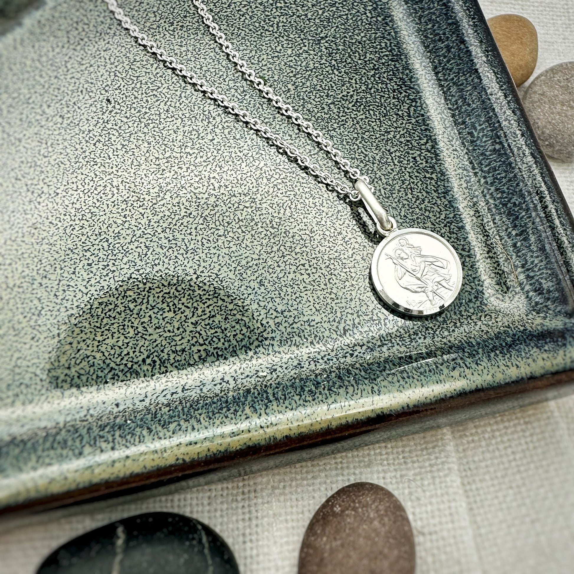 Classic Tiny St Christopher Necklace Sterling Silver 10mm Scarlett Jewellery