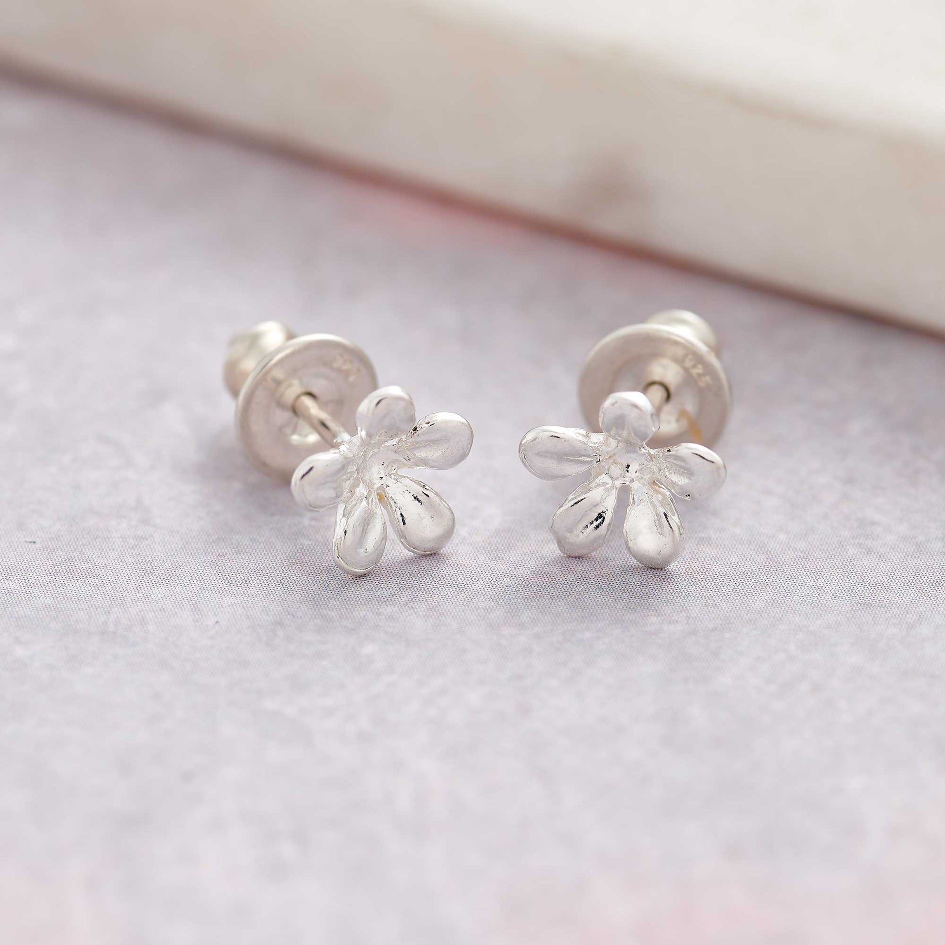 Jasmine Flower Silver Stud Earrings Scarlett Jewellery