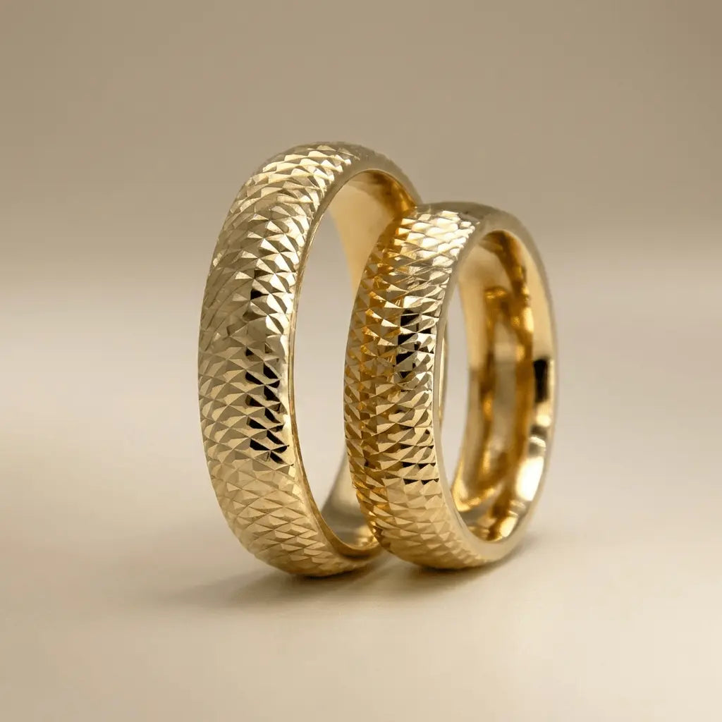 5mm Gold Wedding Band – Braided Faceted – 9ct/14ct/18ct Gold Majestic Jewellery