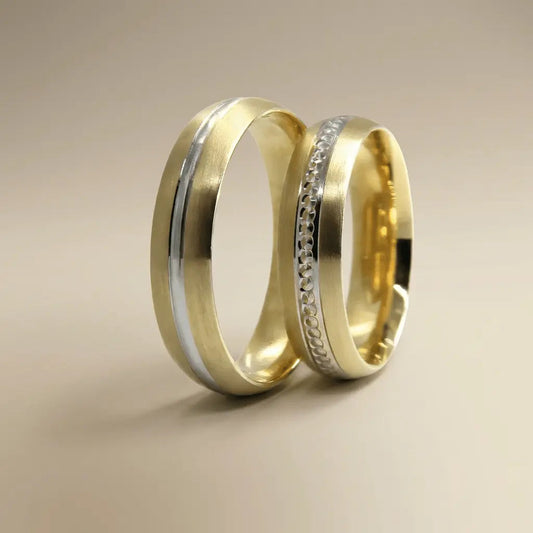 5mm Gold Wedding Band – Center Line Stone Channel – 9ct/14ct/18ct Gold Majestic Jewellery
