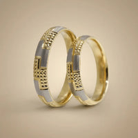4mm Gold Wedding Band – Contrast Greek Key – 9ct/14ct/18ct Gold Majestic Jewellery