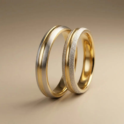 4mm Gold Wedding Band – Contrast Texture – 9ct/14ct/18ct Gold Majestic Jewellery