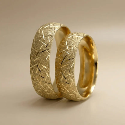 6mm Gold Wedding Band – Cross Cut Textured – 9ct/14ct/18ct Gold Majestic Jewellery