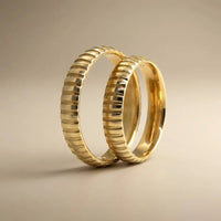 4mm Gold Wedding Band – Gear Cut – 9ct/14ct/18ct Gold Majestic Jewellery