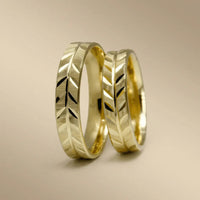 5mm Gold Wedding Band – Geometric Leaf Cut – 9ct/14ct/18ct Gold