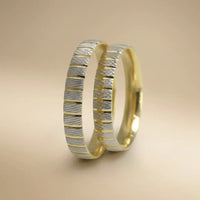 3.5mm Gold Wedding Band – Linear Contrast – 9ct/14ct/18ct Gold Majestic Jewellery