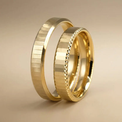 4mm Gold Wedding Band – Minimal Edge Detail – 9ct/14ct/18ct Gold Majestic Jewellery