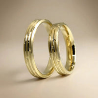 4mm Gold Wedding Band – Minimal Line Stone Detail – 9ct/14ct/18ct Gold Majestic Jewellery