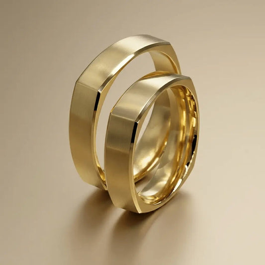 5mm Gold Wedding Band – Modern Lines Axiom – 9ct/14ct/18ct Gold Majestic Jewellery