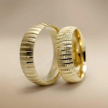6mm Gold Wedding Band – Ribbed Micro Textured – 9ct/14ct/18ct Gold