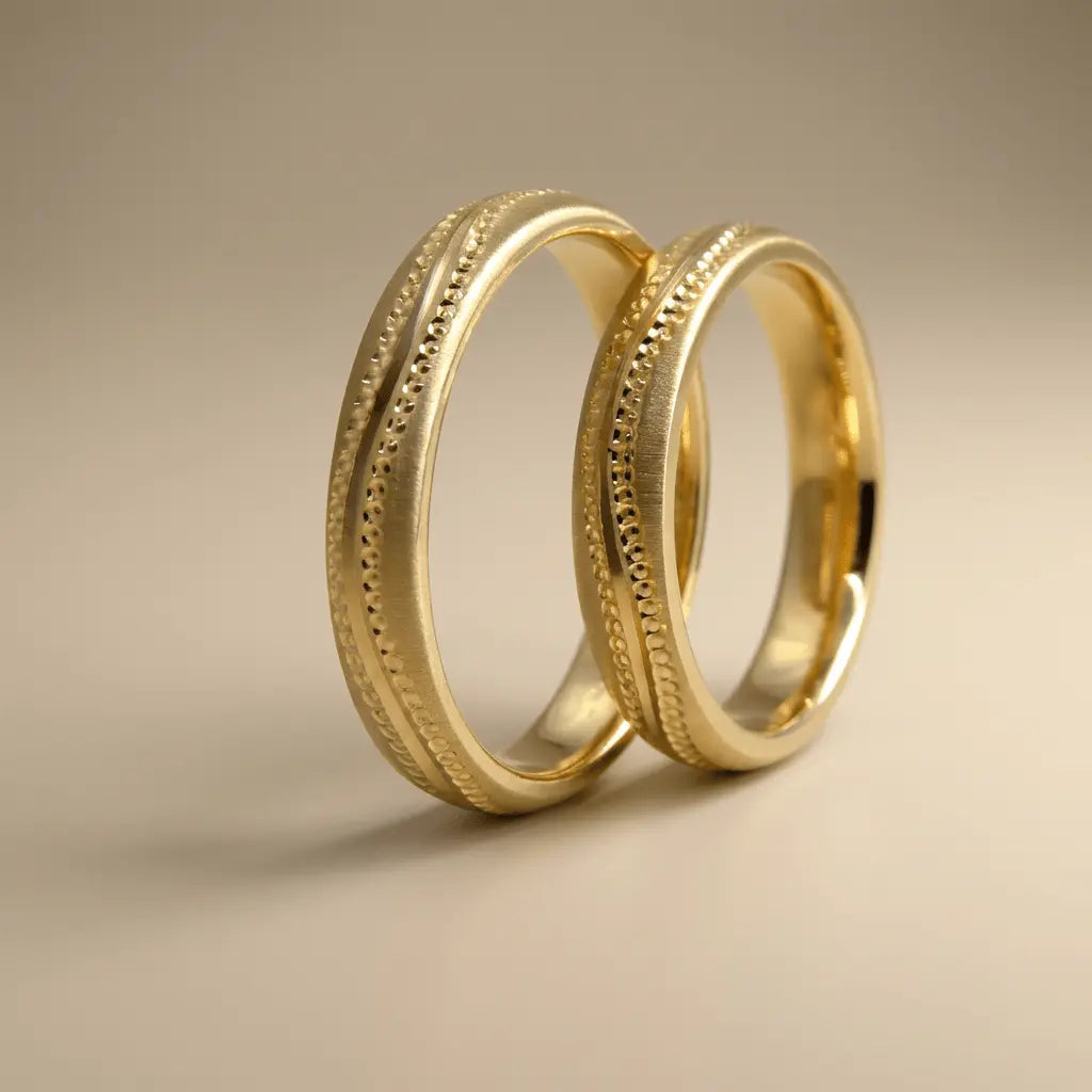 4mm Gold Wedding Band – Slim Micro Detail – 9ct/14ct/18ct Gold Majestic Jewellery