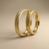 4mm Gold Wedding Band – Slim Micro Detail – 9ct/14ct/18ct Gold Majestic Jewellery