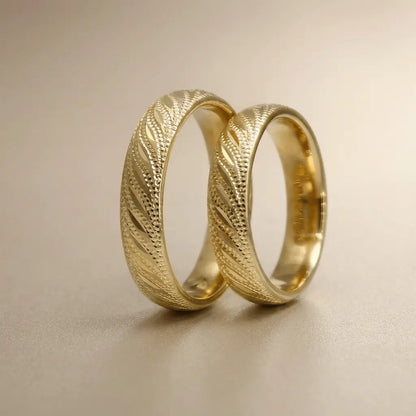 5mm Gold Wedding Band – Faceted Ocean Wave Design Width – 9ct/14ct/18ct Gold Majestic Jewellery