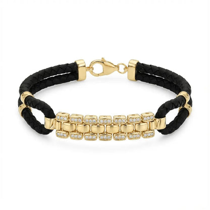 14ct/14K Gold Detail Bracelet – Golden Mosaic Braided Majestic Jewellery