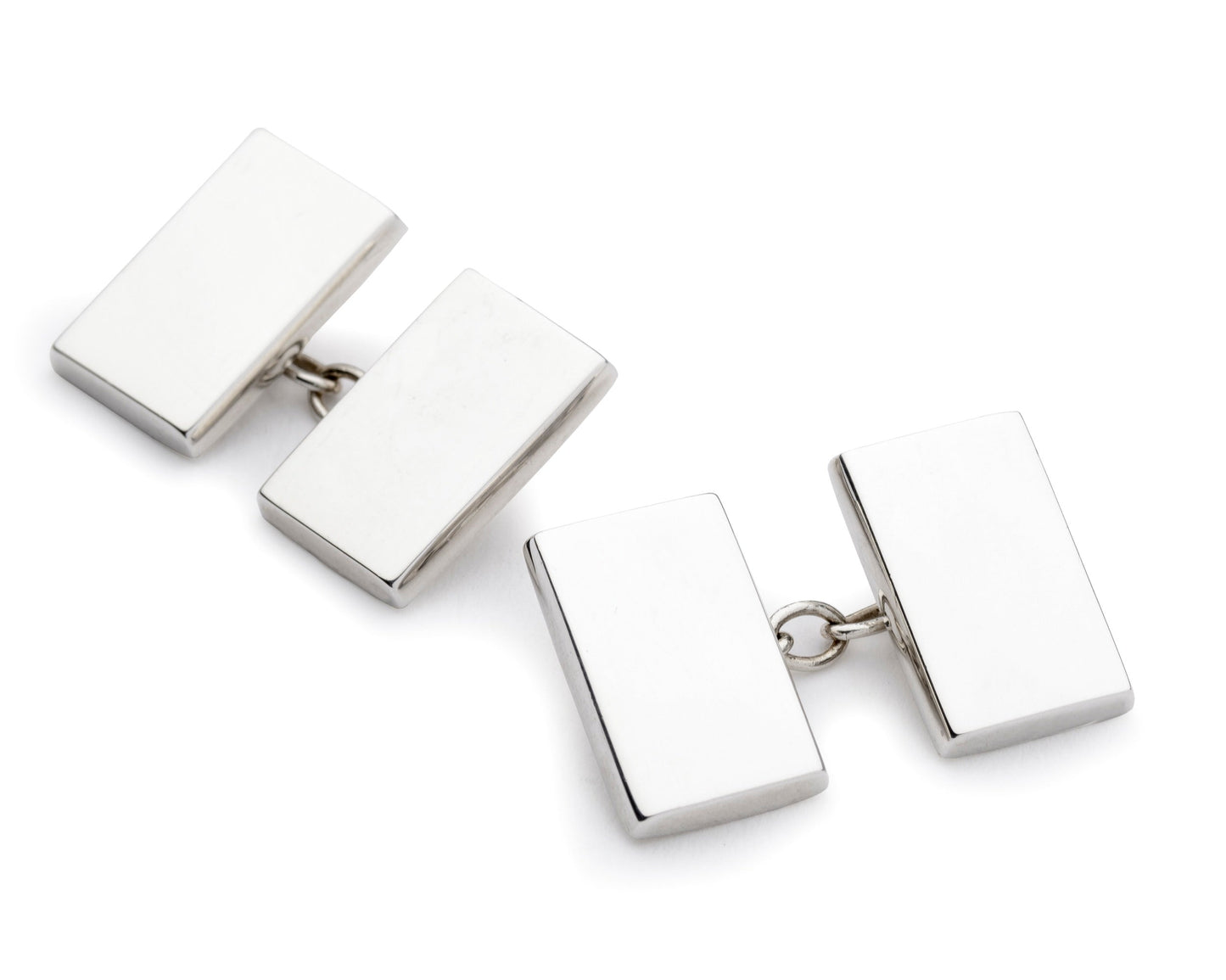 Sterling Silver Rectangle Chain Cufflinks Benson & Clegg