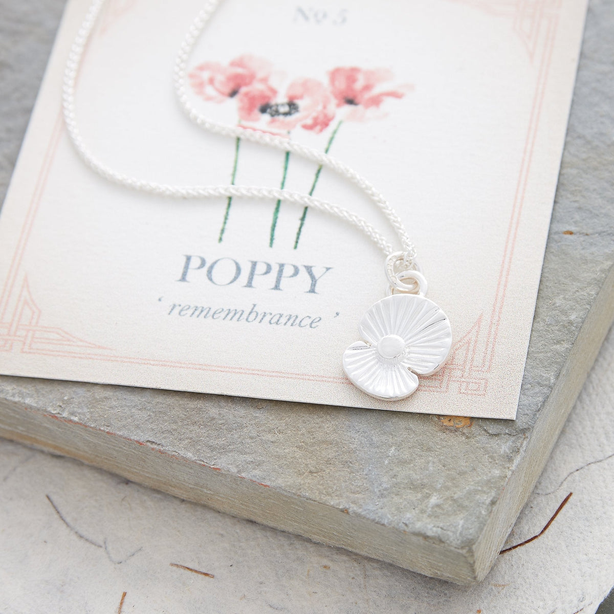 Poppy Flower Personalised Silver Charm Scarlett Jewellery