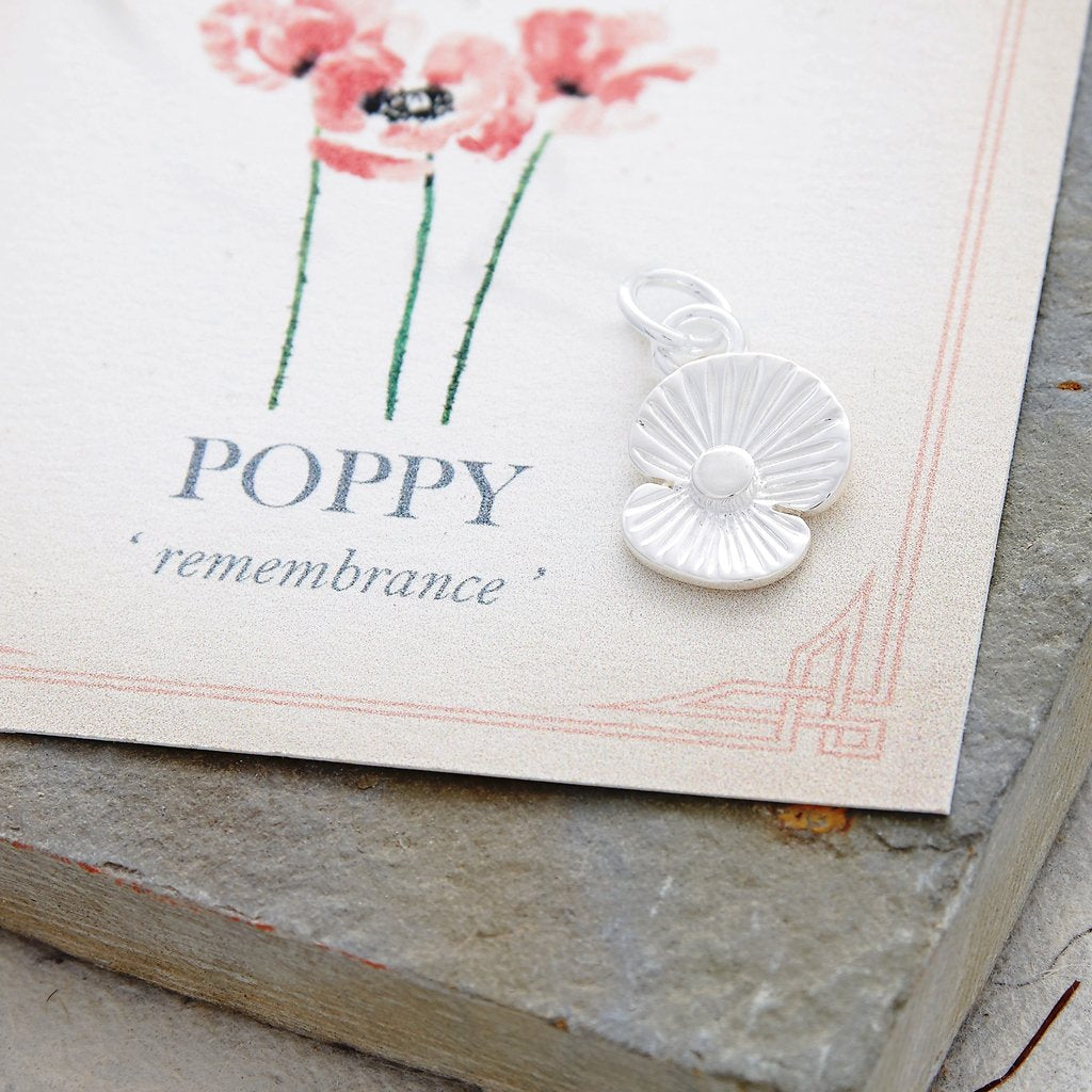 Poppy Flower Personalised Silver Charm Scarlett Jewellery