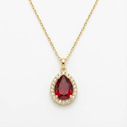 14ct/14K Gold Ruby Necklace – Ruby Glow Teardrop Majestic Jewellery