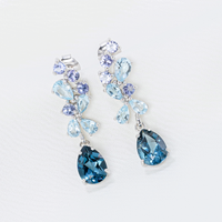 Blue Gemstone Drop Earrings in Sterling Silver - SJR London Timepiece