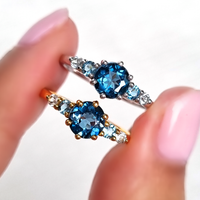 Ombre Blue Topaz Five Stone Ring in Sterling Silver - SJR London Timepiece