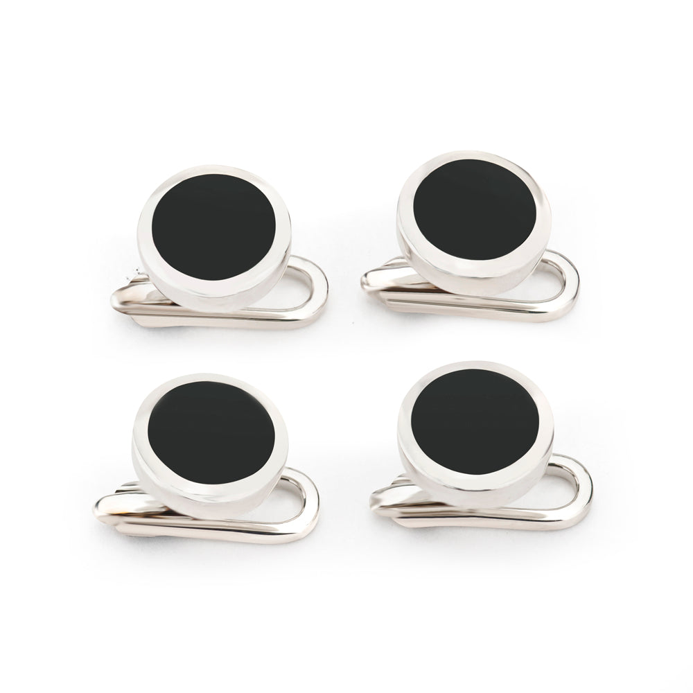 Sterling Silver And Onyx Dress Studs Benson & Clegg
