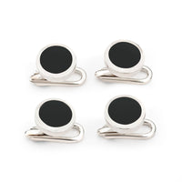Sterling Silver And Onyx Dress Studs Benson & Clegg