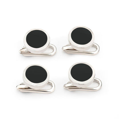 Sterling Silver And Onyx Dress Studs Benson & Clegg