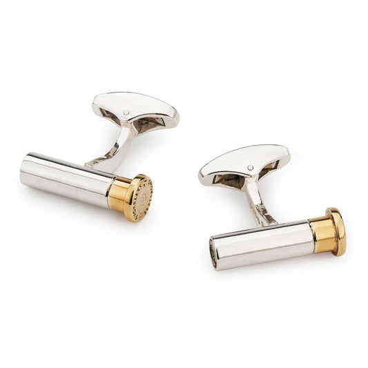 Sterling silver cufflinks with 9ct gold accents by Benson & Clegg