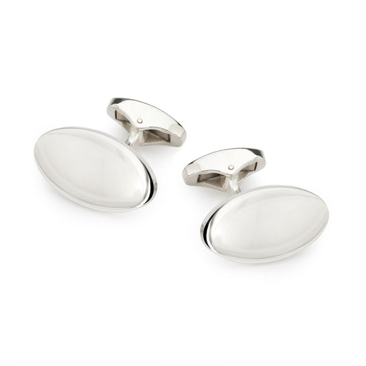 Large Oval Sterling Silver Cufflinks Benson & Clegg