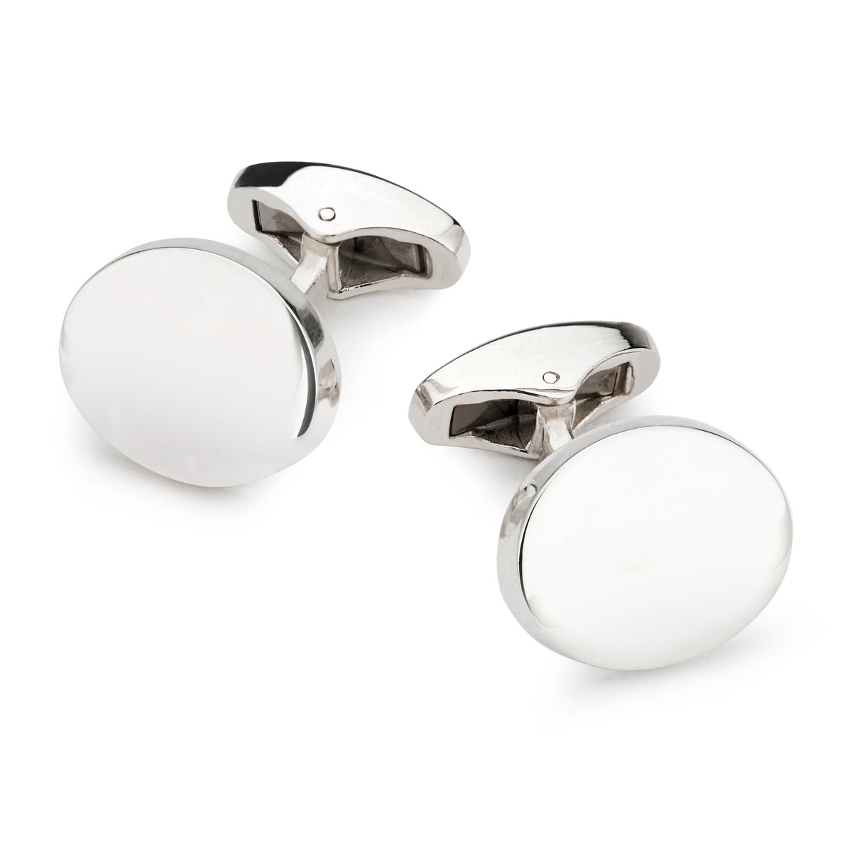 Curved Oval Sterling Silver Cufflinks Benson & Clegg