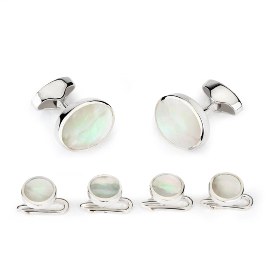 Classic Sterling Silver And Mother Of Pearl Dress Set Benson & Clegg