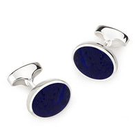 Sterling Silver Oval Cufflinks With Lapis Lazuli Benson & Clegg