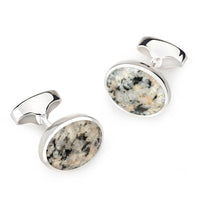 Sterling Silver Oval Cufflinks With Kemnay Stone Benson & Clegg