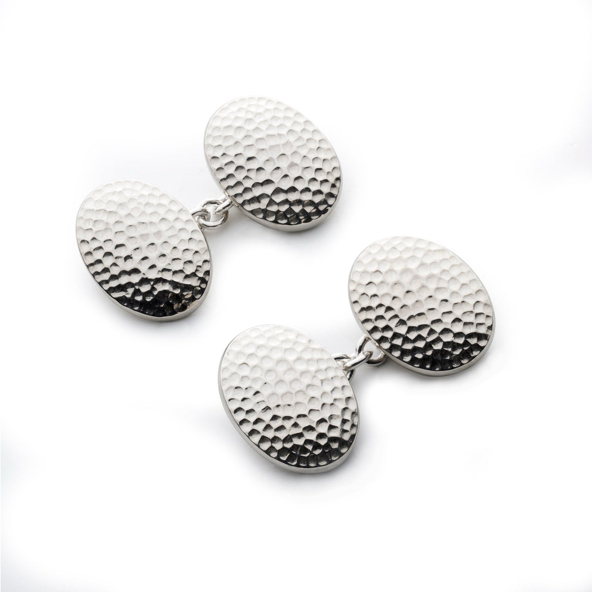 Hammered Cufflinks In Sterling Silver Benson & Clegg