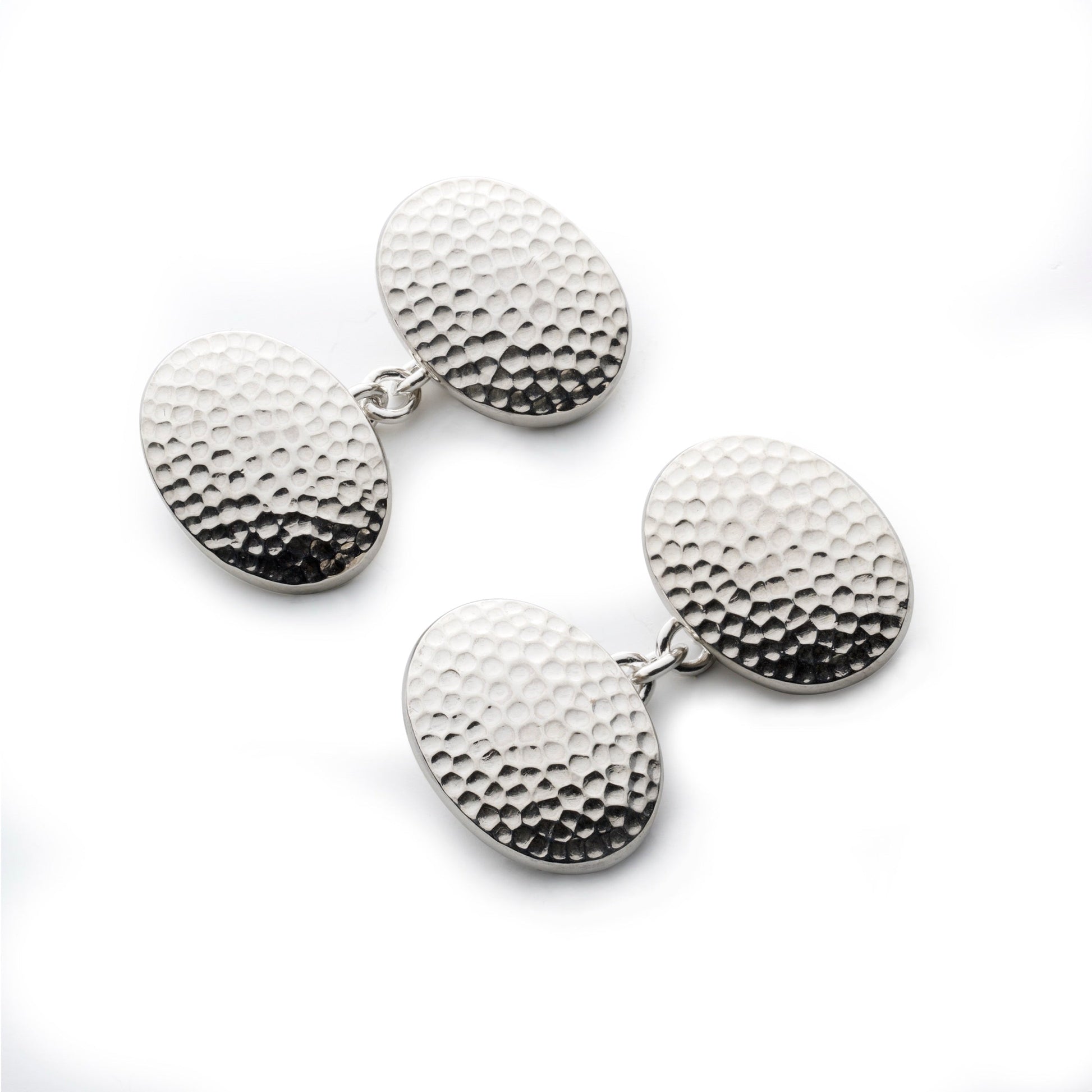 Hammered Cufflinks In Sterling Silver Benson & Clegg