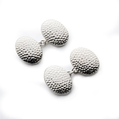 Hammered Cufflinks In Sterling Silver Benson & Clegg