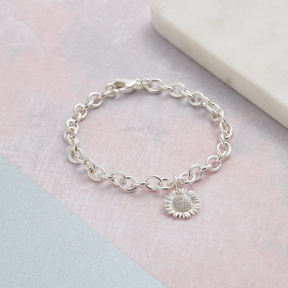 Sunflower Silver Charm Bracelet Scarlett Jewellery