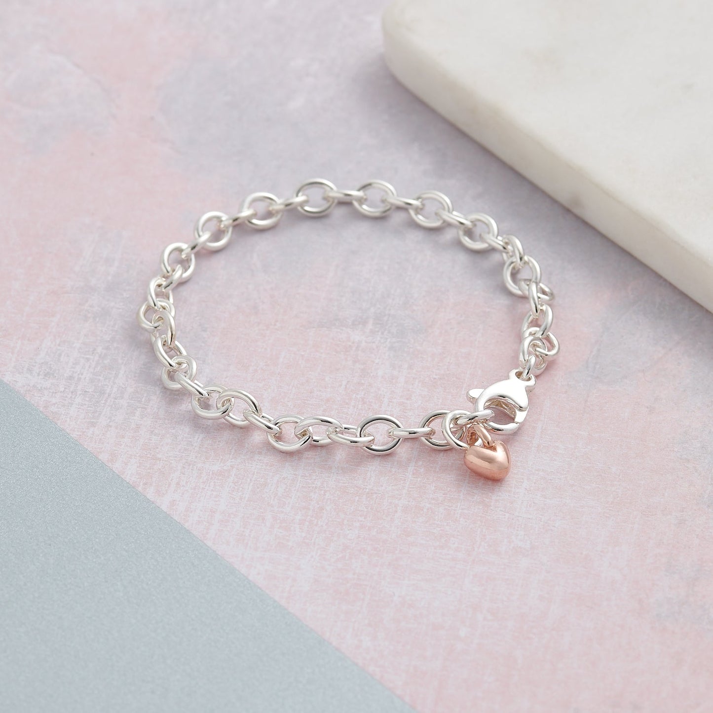 Mini Lifetime Rose Gold Heart Charm Bracelet Scarlett Jewellery