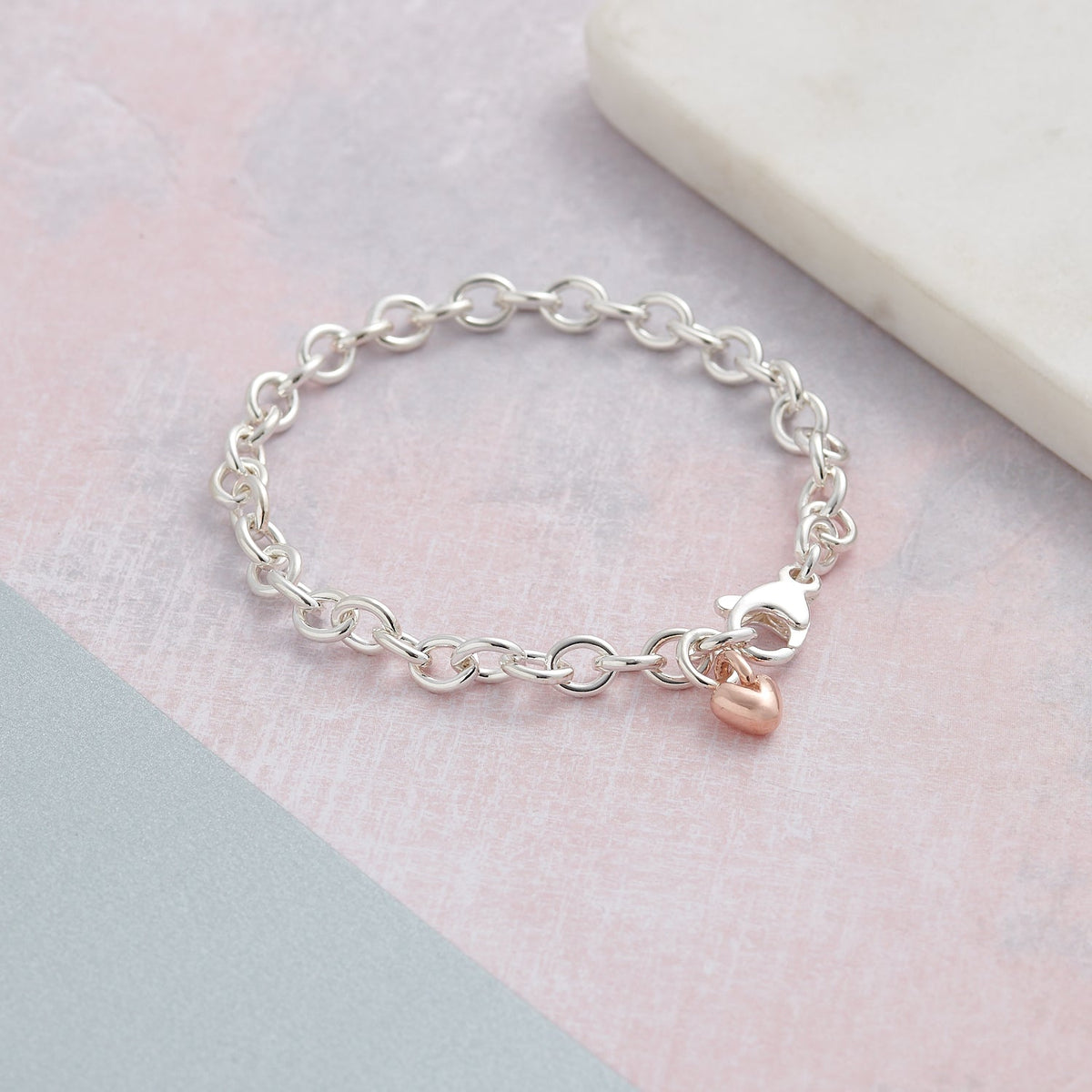 Mini Lifetime Rose Gold Heart Charm Bracelet Scarlett Jewellery