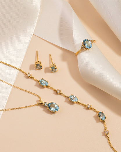 Blue Topaz Bracelet in 18k Gold Vermeil - SJR London Timepiece