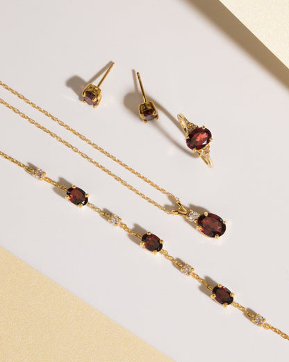 Mini Set 1 - Garnet Jewellery Set in 18k Gold Vermeil - SJR London Timepiece