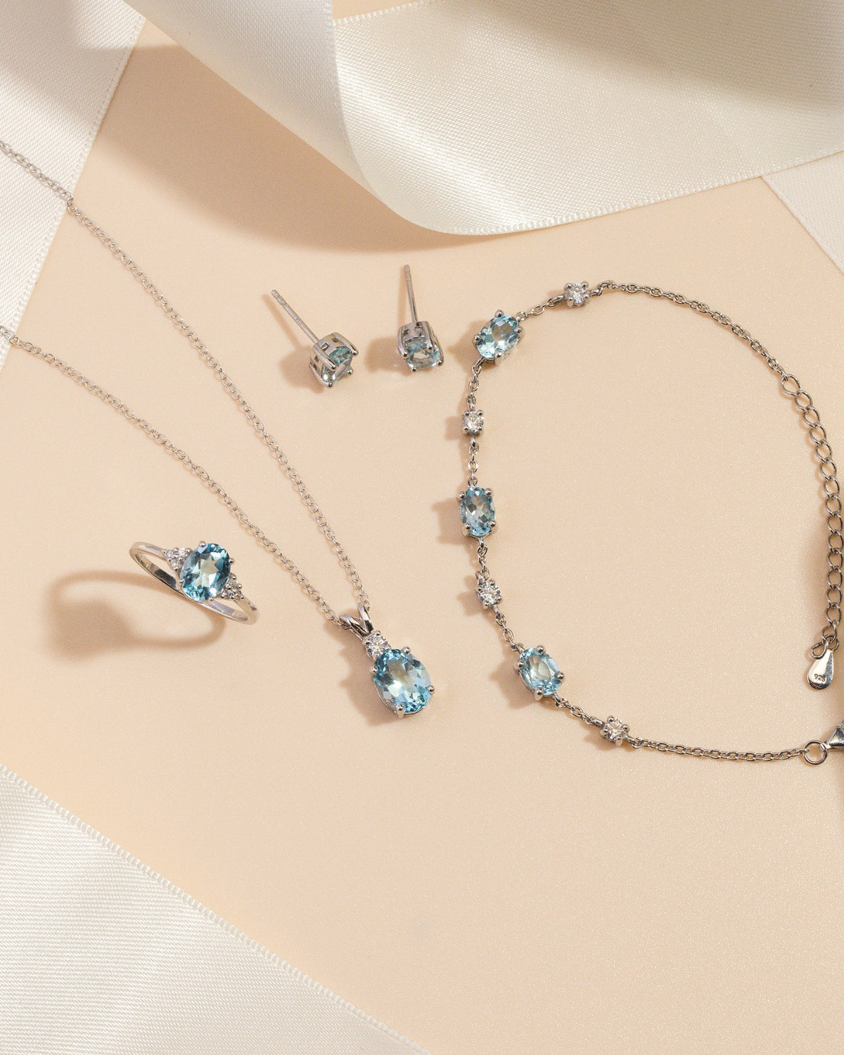 Mini Set 1 - Blue Topaz Jewellery Set in Sterling Silver - SJR London Timepiece