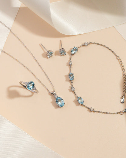 Mini Set 1 - Blue Topaz Jewellery Set in Sterling Silver - SJR London Timepiece